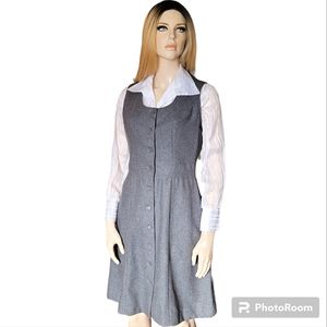 Vintage Academia Robert Jansen Sleeveless Wool Dress in Grey medium
